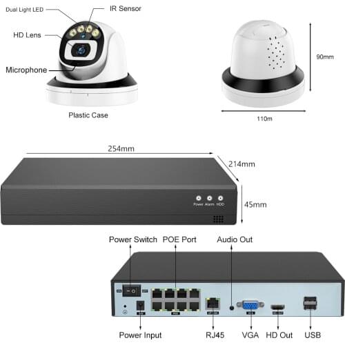 H.265 8CH 8MP Ultra HD 4K POE Security Camera System Audio Record Outdoor IP Camera CCTV Video Surveillance NVR Netip Set