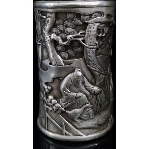 China White copper archaize Pen holder crafts statue