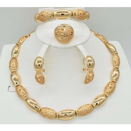 Dubai Gold Jewelry Sets Nigerian Wedding African Beads Crystal Bridal Jewellery Set Rhinestone Ethiopian Jewelry parure