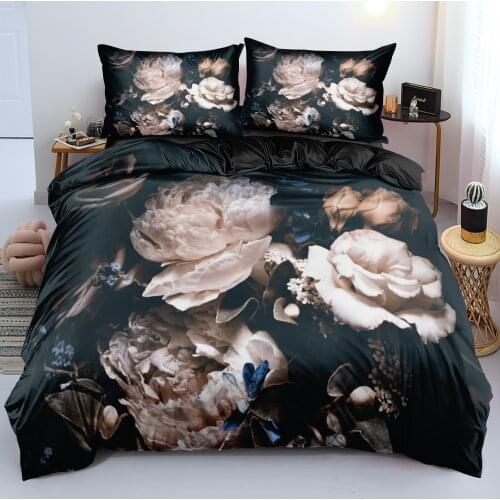 3D Green Plants Design Bedding Sets Quilt/Duvet Covers Pillowcase Set Bed Linens 265x230 King Size Custom Black Home Texitle