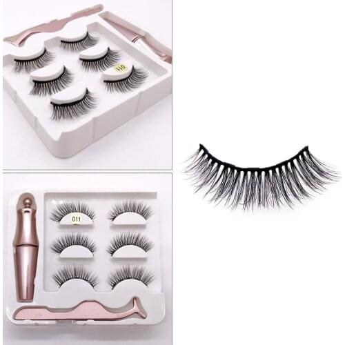 3 Pairs 3D Magnetic Lashes Natural Thick False Eyelashes Extension Makeup Tools Accessories
