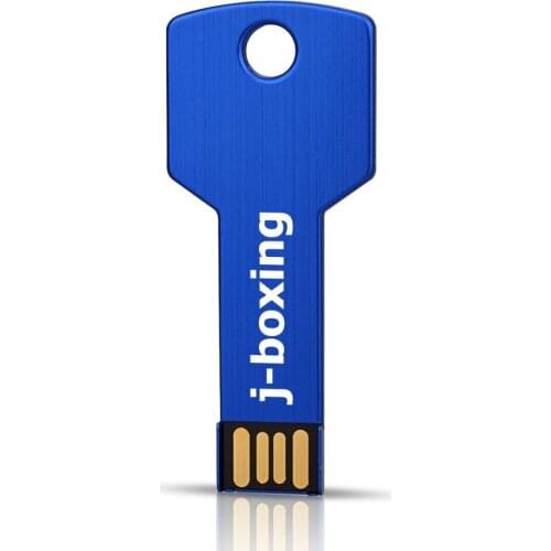 J-boxing Metal Key Shape USB Flash Drive Thumb Pen Drive 32GB 64GB USB 2.0 Pendrives Memory Stick 8GB 16GB Computer Tablet Blue