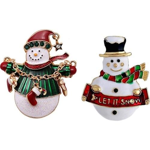 Lovely Christmas Snowmen Brooch Pins Women gold Metal multi enamel Suit decoration breastpin Brooches