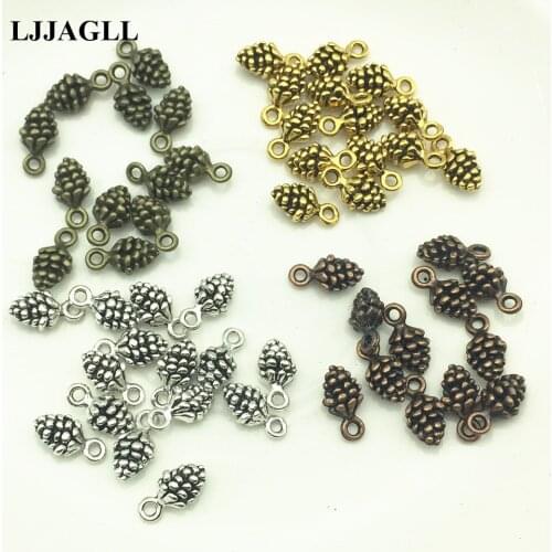 20Pcs/Lot 5*6*13mm Silver Cute Pine Cone Charm Filbert Bracelets Acorn Charms Pendant Christmas Jewelry Findings AZW015