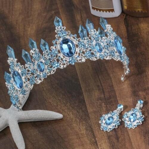 Multicolor Crystal Tiara Hair Decoration Baroque Gold Crown Wedding Hair Jewelry Bridal Headpiece Headband Birthday Party joyas