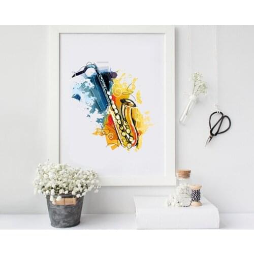 Saxophone Wall Art Canvas Painting Posters And Prints Wall Pictures Musical Instruments Saxophone Decoration