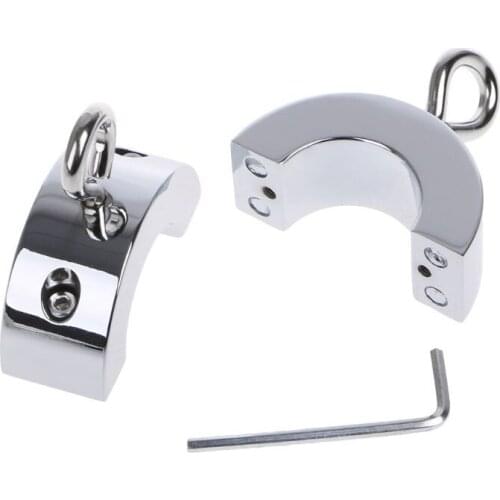 Stainless Steel Ball Stretcher Magnetic Lock Metal Penis Pendant Lock Ring Adult Testicle Chastity Sex Toys for Men