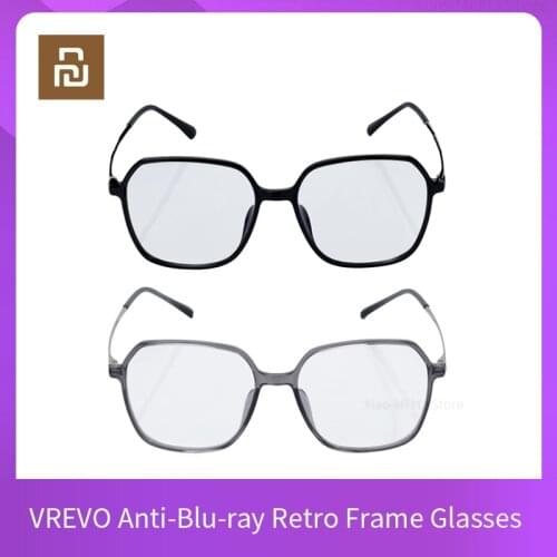 Youpin UREVO Anti-Blue Retro Frame Glasses, Clear Things, Care For Both Eyes, Anti-Glare PC Lens, Light and Tough TR90 Frame