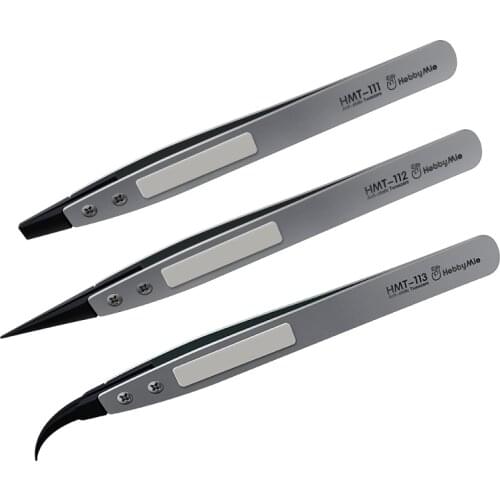 Hobby Mio Non-slip Anti-static Precision Tweezers HMT-111 Wide Tip Tweezer HMT-112 Narrow Tip Tweezer HMT-113 Curved Tip Tweezer