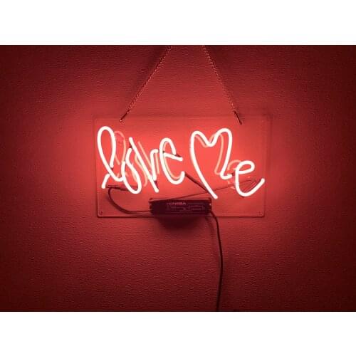 14“ Love Me Pink Acrylic Custom Neon Light Lamp Sign Beer Bar Handmade Real Glass Decorate Home Wall Room Windows Tube Artwork