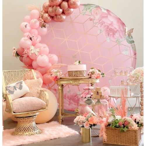 Pink flower Photography Backgrounds bridal shower girl Birthday Party Backdrops baby shower column cylinder covers Y-122