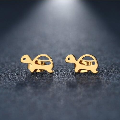 DOTIFI Stainless Steel Stud Earring For Women Man Tortoise Gold And Silver Color Lovers Engagement Jewelry Drop Shipping