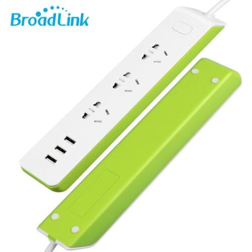 Broadlink MP2 WiFi Power Socket Plug,Wireless Remote Control Smart Home Power Strip Socket 3 Outlet with 3USB Fast Charging 2.1A