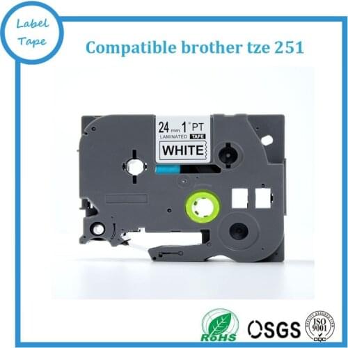 Compatible brother p touch label maker tape tze251 tz 251 24mm black on white