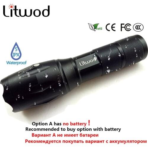 Z20 Litwod Ultra Bright CREE XM-L2 U3 LED Flashlight 5 Modes 4000 Lumens Zoomable LED Torch 18650 Battery Charger