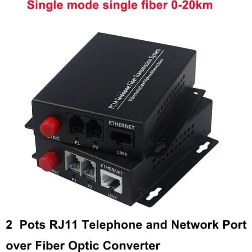 2 Pots RJ11 Telephone and Network Port over Fiber Optic Converter, Multiplexer, Extender, Set of FXS FXO Units Voice Over Fiber