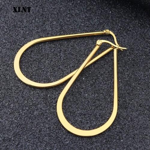 XLNT Hot Sale Big Circle Stainless Steel Woman Hoop Earrings For Women Nickel Free Hoops Party Brincos Aros