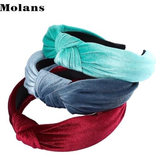 MOLANS Women Velvet Kontted Headband Bezel Hair Bands Girls Twist Head Hoop Hair Accessories Headwear Headdress