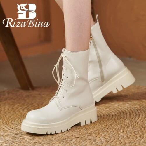 RIZABINA Size 31-43 Women Short Boots Thick Bottom Winter Shoes Women Fashion Cool Ankle Boots Ladies Daily Club Footwear