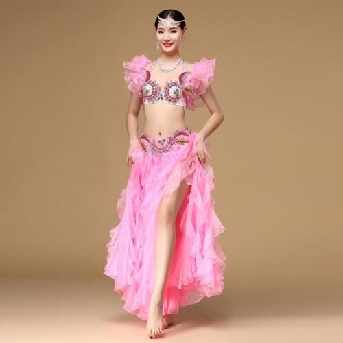 Brand New Orient Dance Dress Belly Dance 2pcs Outfit Set ( Bra and Skirt) Off Shoulder Women Egyptian Belly Dance Costumes