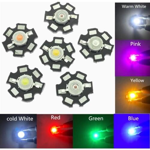 10Pcs 3W High Power Chip white Red Blue Green light Bead Emitter LED Bulb Diodes Lamp Beads with 20mm Star PCB Platine Heatsink