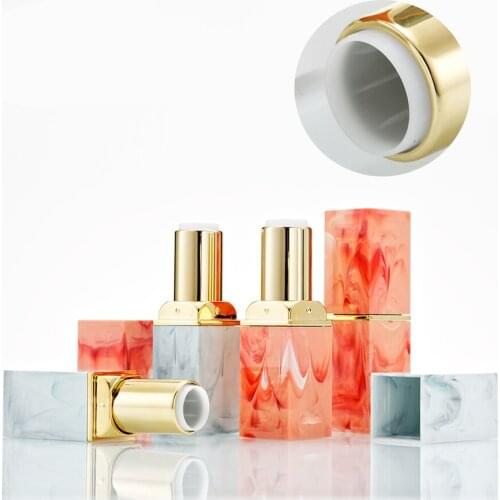 10pcs&50pcs Lot Travel Cosmetics Packing Shimmer Square Marble Pattern Empty Lipstick Tubes DIY Lip Gloss Lip Balm Containers