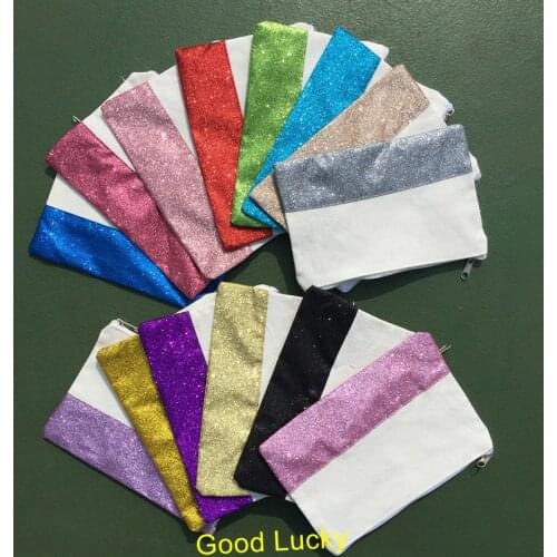 100pcs/lot good quality 14 colors glitter cosmetic bag women makeup bags monogrammed shinny glitter women clutch bag