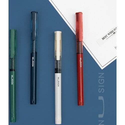 4pcs Basic Transparet Roller Ball Pen Set 0.5mm Ballpoint Writing Black Ink Office Business Signature Stationary Supplies F6263