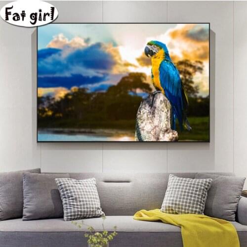 5D diamond painting Animal Pictures Parrot embroidery Rhinestone Cloud And Sky mosaic cross stitch square round Decor Paintings