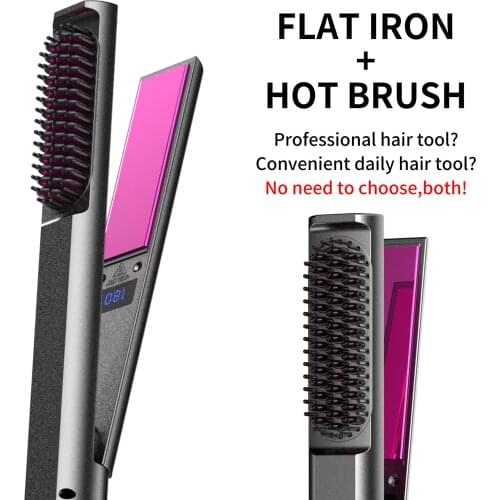 Cordless Hair Straightener and Curler 3 in 1,Portable Titanium Plate Straightener Curling Iron with LED Display Up to 400°F