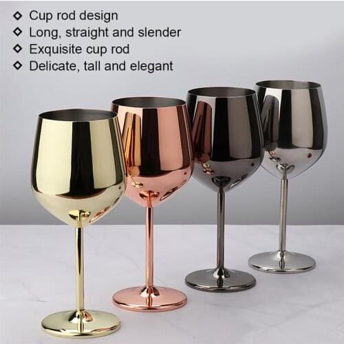 500ml Stainless Steel Goblet Champagne Cup Wine Glass Cocktail Glass Creative Metal Wine Glass for Bar Restaurant