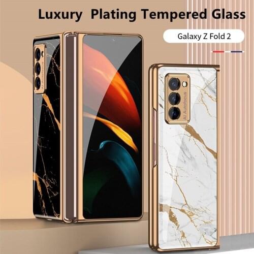 Exquisite Plating Tempered Glass Phone Case For Samsung Galaxy Fold2 Fashion GKK Anti-Knock Shockproof Shell Protective Cover
