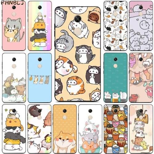 FHNBLJ Kawaii Molang Cartoon Anime cat Soft Silicone TPU Phone Cover for RedMi note 4 5 6 7 5a 8 8pro xiaomi mi mix2s case