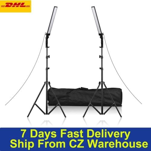 2 Sets Andoer 60cm Handheld LED Lighting Kit 24W LED Video Light Fill-in Light 5500K w/ Light Stand for Video Still Life Wedding