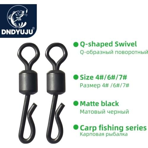 DNDYUJU 30pcs Rolling Quick Change Swivels Carp Rigs Body Q-shaped Swing Snap Connector For Carp Rigs Coarse Fishing Tackle