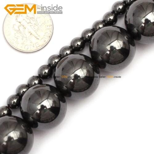 Gem-inside RoundBlack magnetic magnetite Hematite Healing Stone Beads For Jewelry Making Necklace 5-16mm 15inches DIY Jewellery