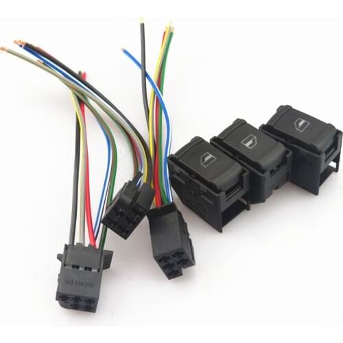 FHAWKEYEQ Window Glass Release Switch Control Button + Plug Cable Pigtail For VW Golf 4 Jetta MK4 Passat B5 3B Bora 1J0 959 869