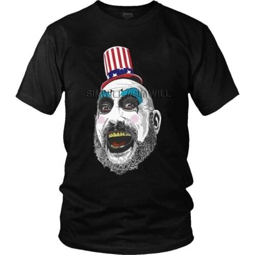 Captain Spaulding T-shirt Men Fashion T Shirt Short Sleeve 100% Cotton Horror Film House of 1000 Corpses Tshirt Unique Tee Tops