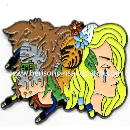 Customized Zinc alloy metal soft enamel girl Pins dye black