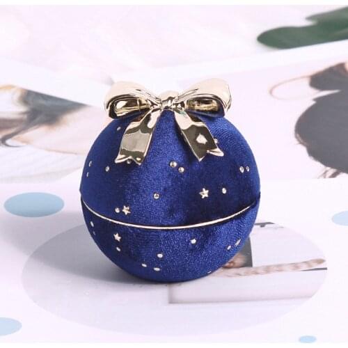 Wholesale jewelry packaging box in blue velvet round for ring pendant and necklace