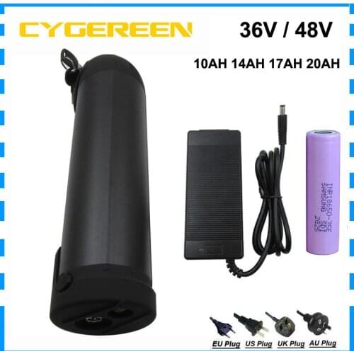 48V 18AH lithium battery 48 V 14AH 17.5AH Water bottle bateria 750W 3500mah 18650 cell 20A BMS 2A Charger Free customs duty