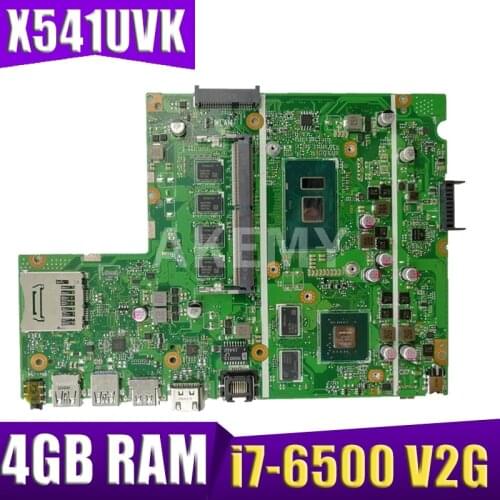 Akemy X541UVK motherboard mainboard For Asus X541UVK X541UJ X541UV X541U F541U R541U laptop motherboard i7-6500U CPU 4GB RAM V2G