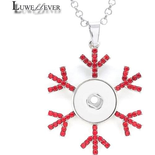 Fashion Snowflake Crystal Pendant Interchangeable Ginger Necklace 090 Fit 18mm Snap Button Charm Jewelry For Women Gift