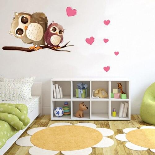 Cartoon Owl Branch Wall Stickers Cute Couple Owl Wall Decor Owl Wall Paper for Childrens Room Kindergarten Wall Decoration