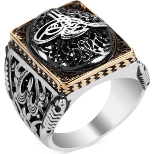 Vintage Handmade Silver Men Ring Ottoman Sultans Tughra Mens Ring 925 Sterling Silver Detailed Silver Turkish Jewelry