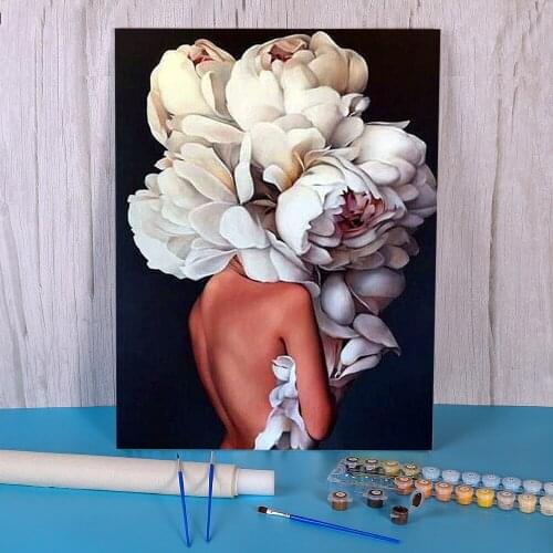 Girl Flower DIY Painting By Numbers Package Acrylic Paints 50*70 Picture By Numbers Photo Wall Paintings Handicraft