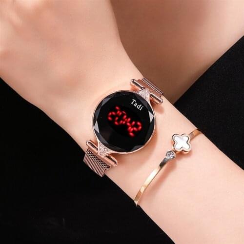 The new female student touch screen LED electronic watch magnet watch