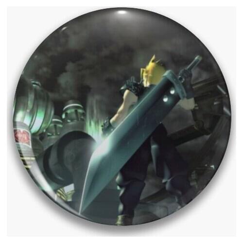 Cloud Midgar Final Fantasy 7 Soft Button Pin Lover Gift Lapel Pin Collar Jewelry Fashion Women Metal Brooch Cute Clothes Hat
