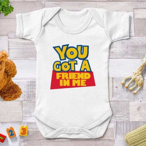 YOU GOT A FRIEND IN ME Baby Pajama Newborn Sleeper Infant Jumpsuit White Short Sleeve 3 6 9 12 Months Baby Boys Girls Clothes