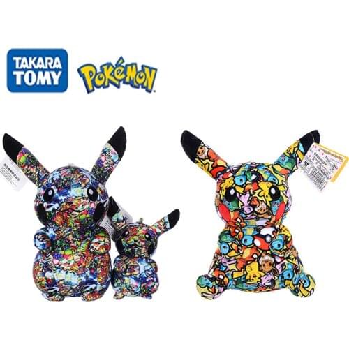 Original Pokemon 13-20cm The New Limited Graffiti Pikachu Cartoon Anime Stuffed Plush Dolls Kawaii Keychain Pendant Toys Gifts